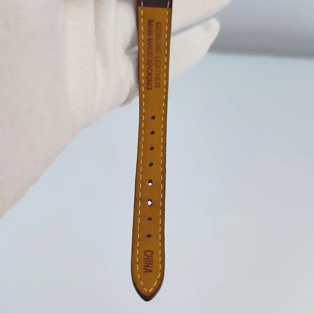Disney Mickey Mouse Gold Toned Analog Watch Ladies Brown Leather